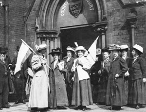 British suffragettes demonstrating for the right to vote in 1911
